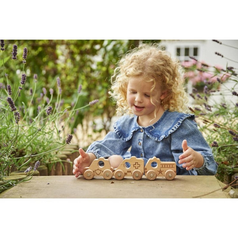 Natural Wooden Emergency Vehicles  Pk3