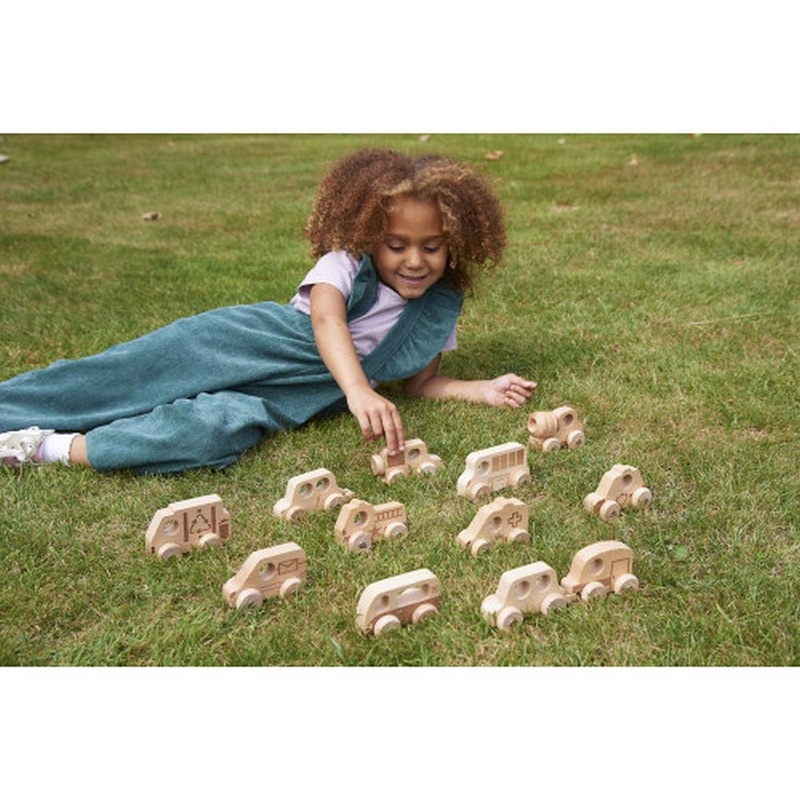 Natural Wooden Vehicles Set  Pk12