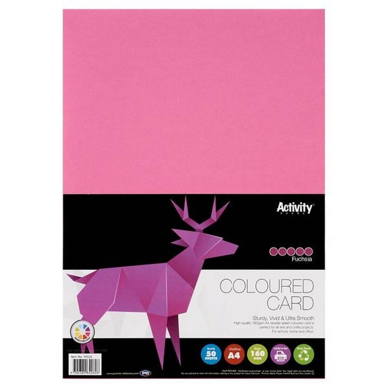Premier Activity A4 160gsm Card 50 Sheets  Fuchsia