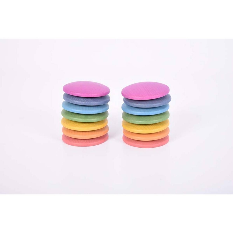 Rainbow Wooden Discs Pack of 14