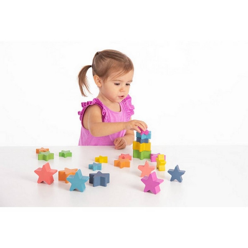 Rainbow Wooden Stars  Pk21