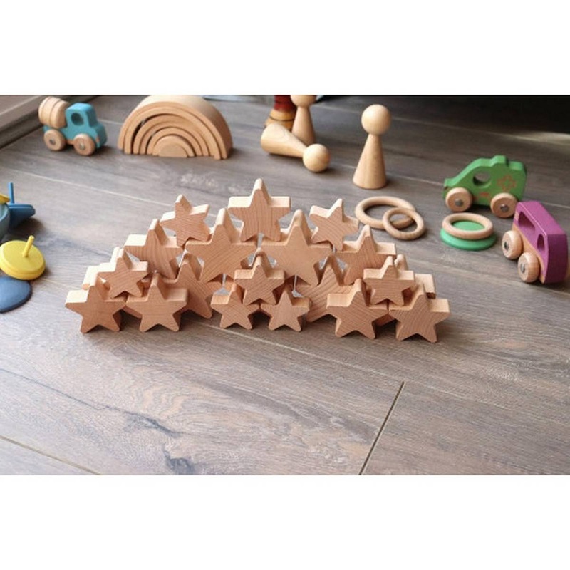 **Natural Wooden Stars  Pack of 21