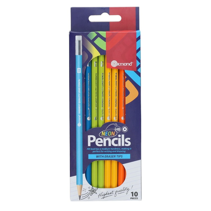 Student Solutions Wallet 10 Hb Neon Rubber Tipped Pencils