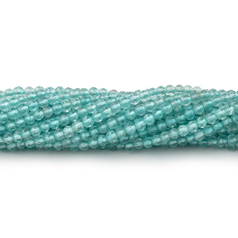 2.5mm Pool Blue Apatite Micro Faceted Rondelle Beads 12.5 inch 157 pieces AA (ONLINE ORDER ONLY)