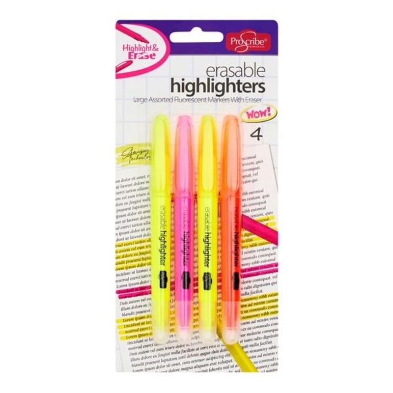 ProScribe Slim Highlighters  4 Assorted Pack