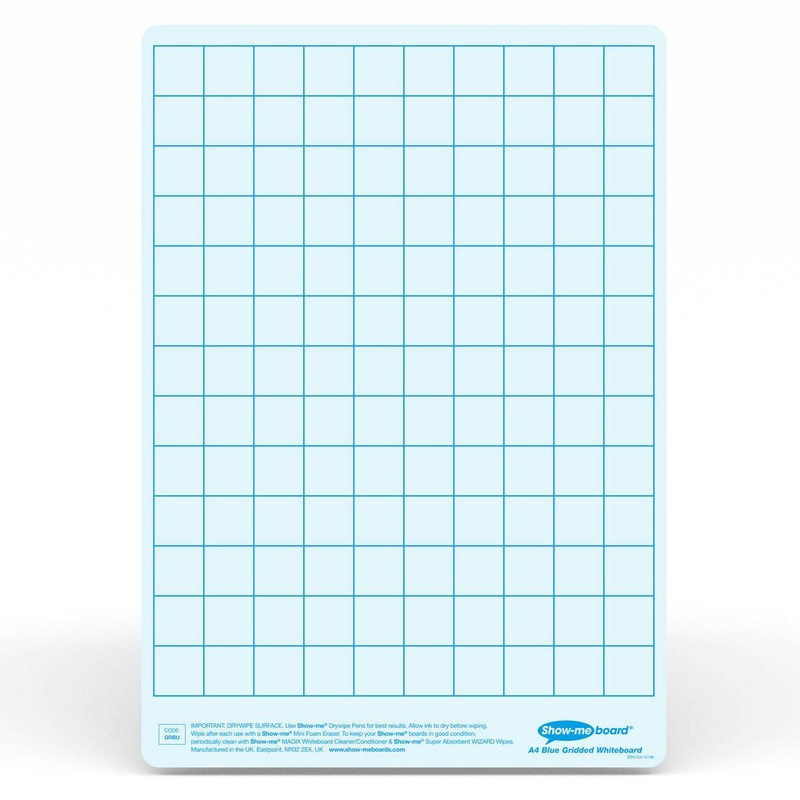 Show-Me Tinted Drywipe Board  Gridded/Plain  Blue Pack of 5