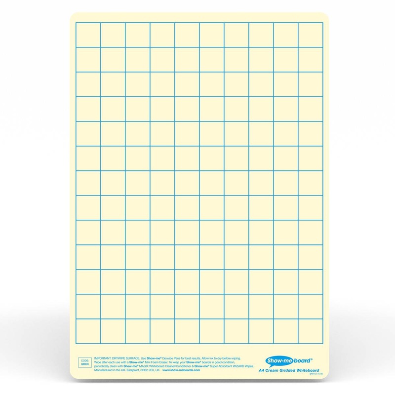Show-Me Tinted Drywipe Board  Gridded/Plain  Cream Pack of 5