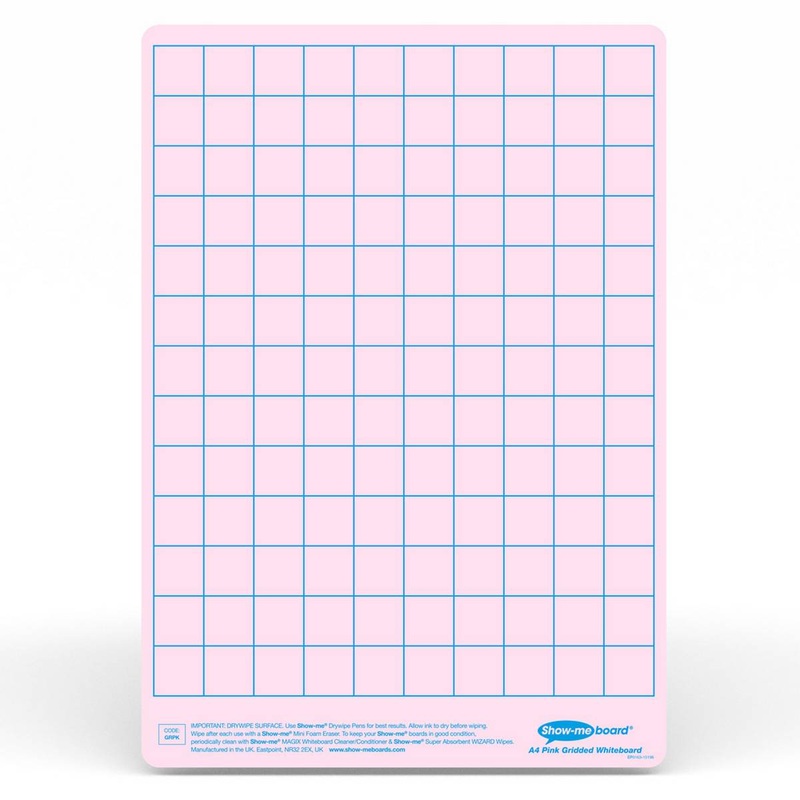 Show-Me Tinted Drywipe Board  Gridded/Plain  Pink Pack of 5