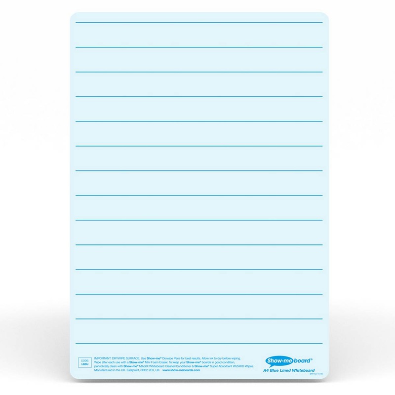 Show-Me Tinted Drywipe Board  Lined/Plain  Blue Pack of 5