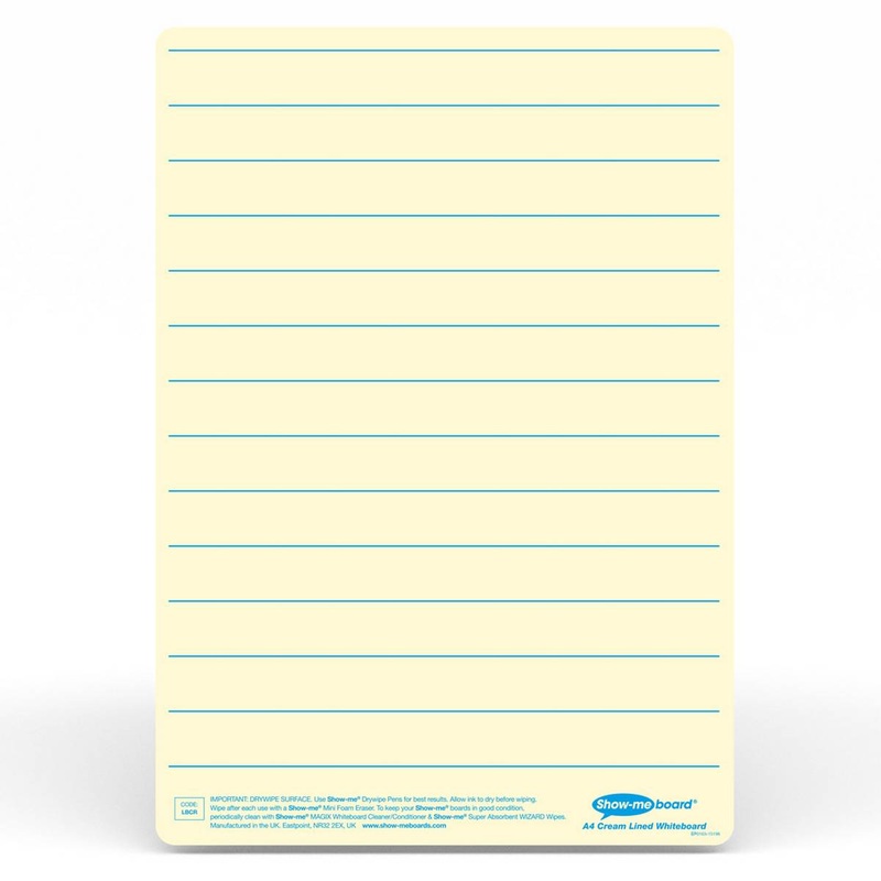 Show-Me Tinted Drywipe Board  Lined/Plain  Cream Pack of 5
