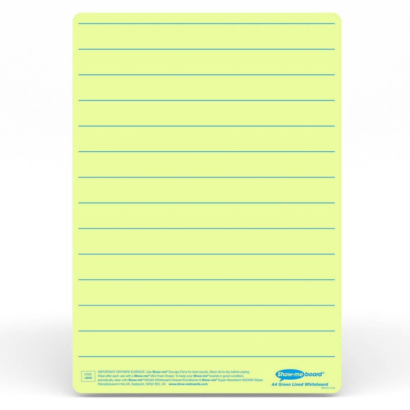 Show-Me Tinted Drywipe Board  Lined/Plain  Green Pack of 5