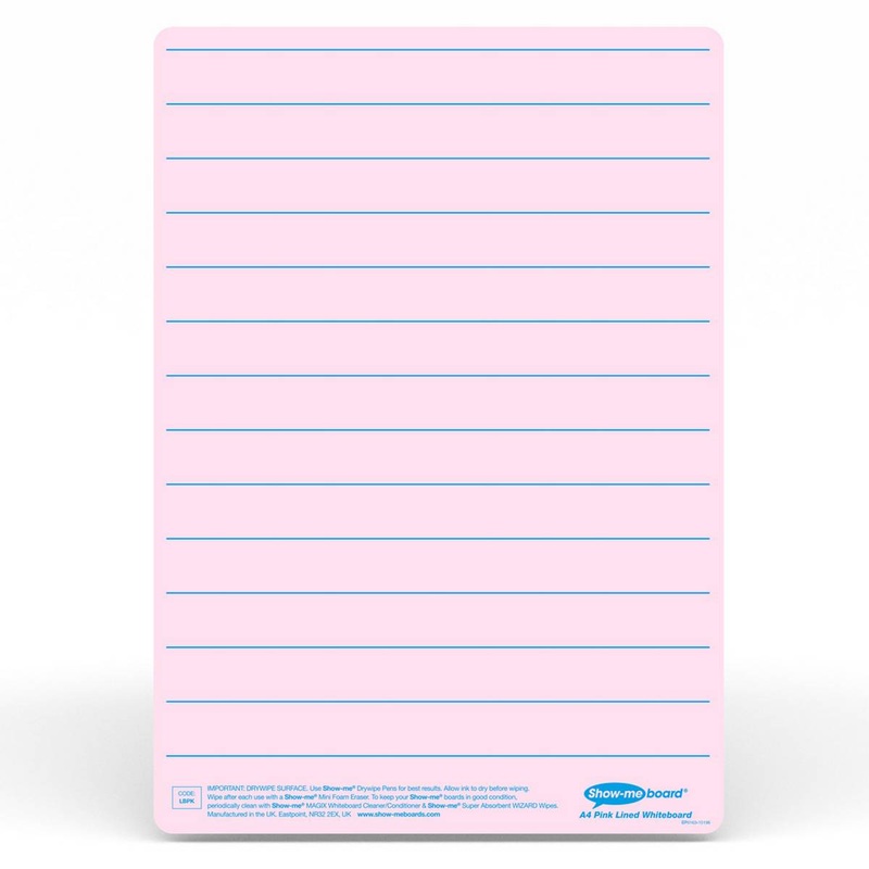 Show-Me Tinted Drywipe Board  Lined/Plain  Pink Pack of 5