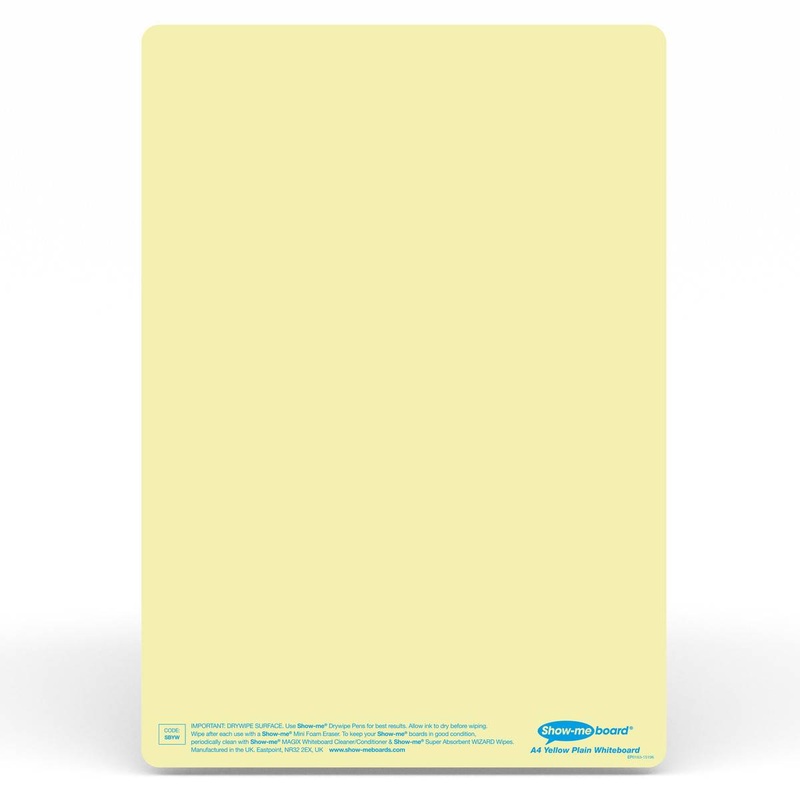 Show-Me Tinted Drywipe Board  Plain  Yellow Pack of 5