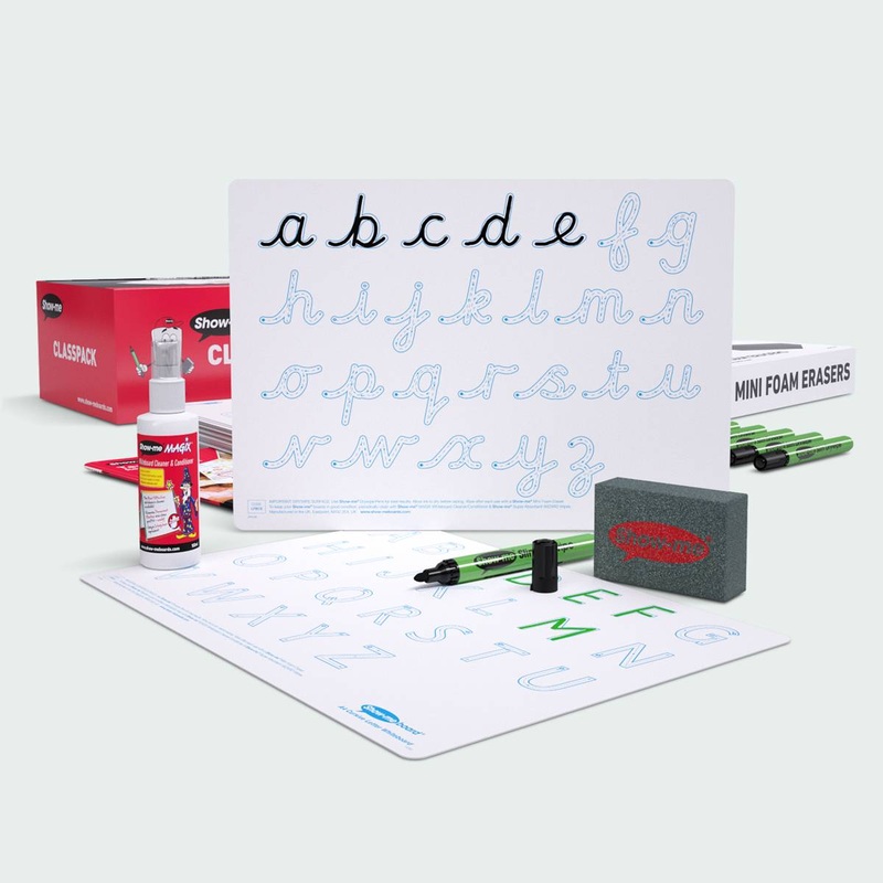 Bulk Box Drywipe Board Pack with Pens and Erasers  Cursive Letter Formation, A4  100 Sets