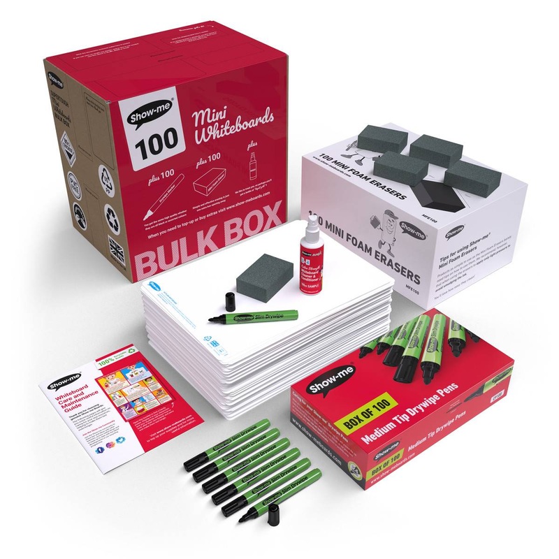 Bulk Box Drywipe Board Pack with Pens and Erasers  Plain/Plain, A4  100 Sets