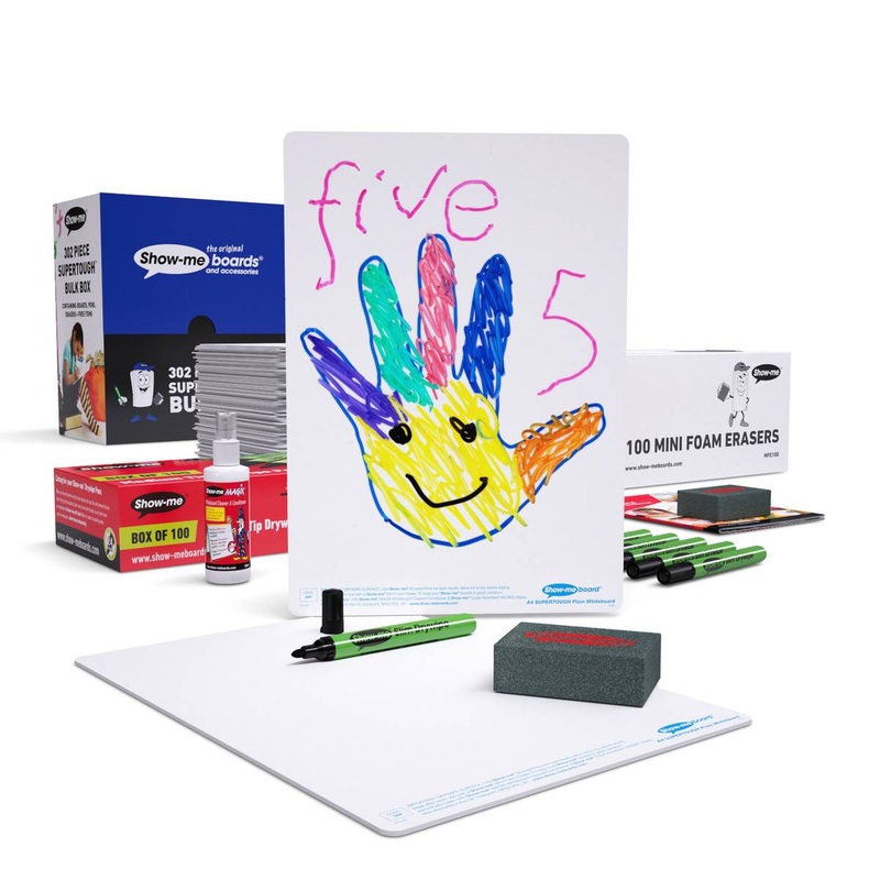 Bulk Box Drywipe Board Pack with Pens and Erasers  Plain/Plain, SUPERTOUGH, A4  100 Sets