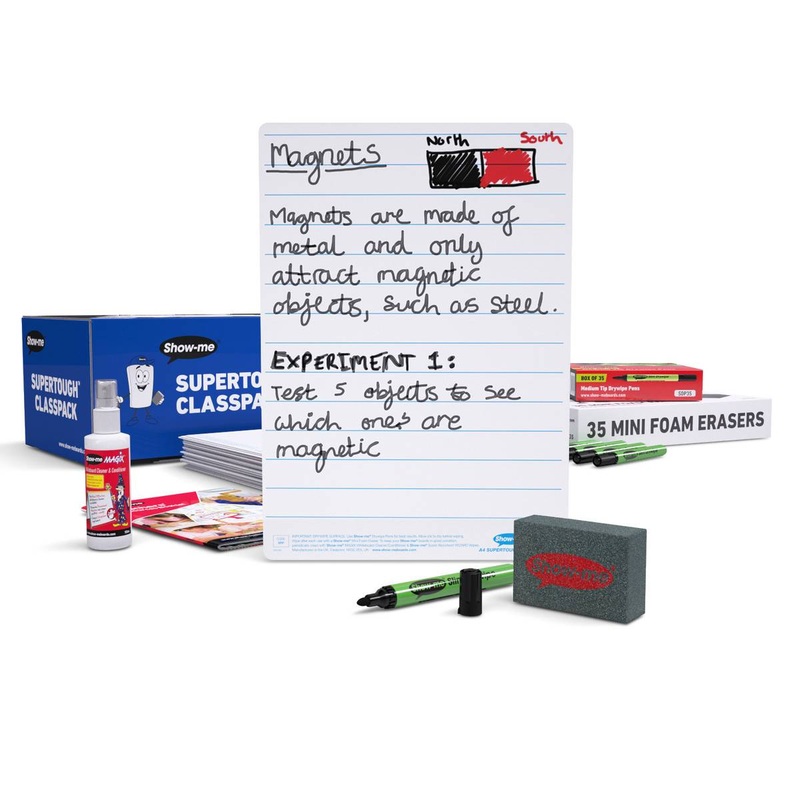 Class Pack Drywipe Boards with Pens and Erasers  Lined/Plain, SUPERTOUGH, A4  35 sets