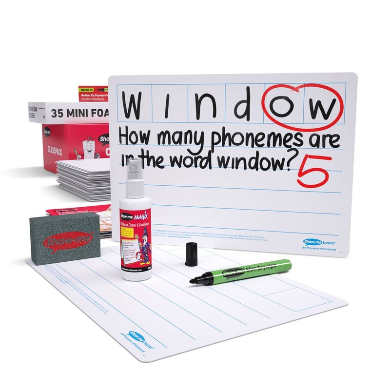 Class Pack Drywipe Boards with Pens and Erasers  Phoneme 6 Frame, A4  35 sets