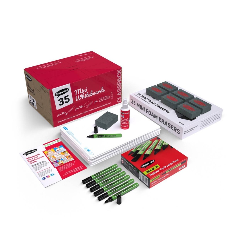 Class Pack Drywipe Boards  with Pens and Erasers  Plain/Plain, A4  35 sets