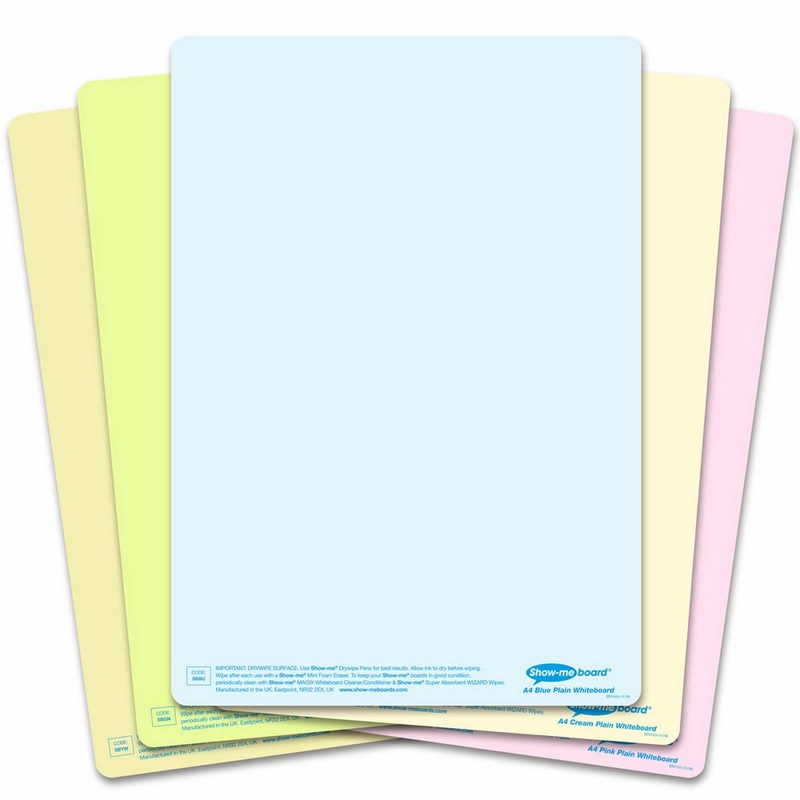 Show-Me Tinted Drywipe Board  Plain  Assorted Class Set of 35