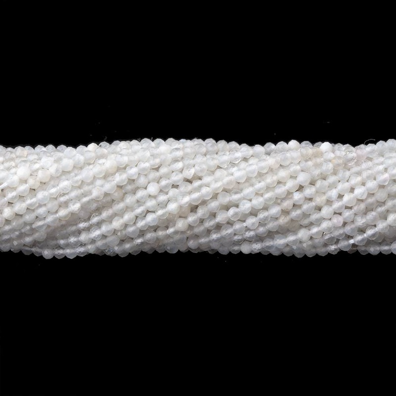 2mm White Moonstone micro faceted rondelle beads 12.5 inch 190 pieces (ONLINE ORDER ONLY)