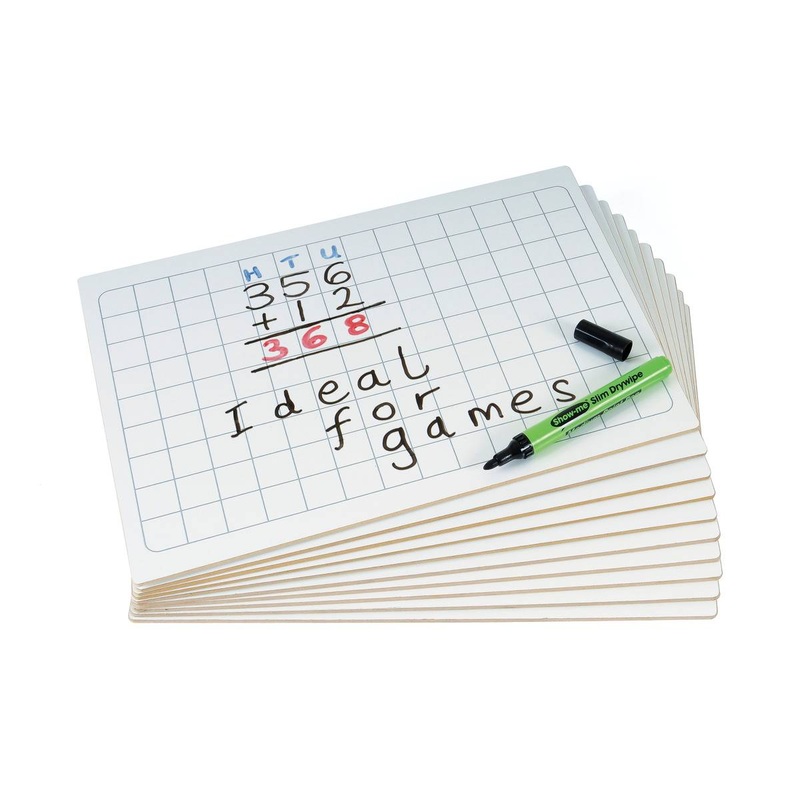 A4 Drywipe Whiteboard Rigid  Gridded Pack of 10