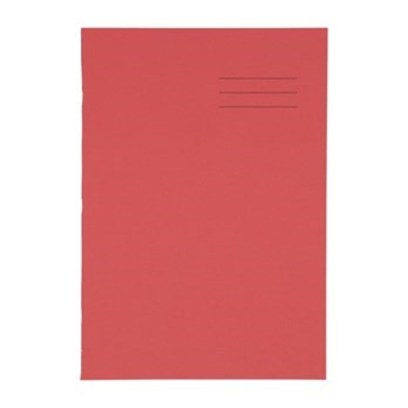 A4 Exercise Book 64 Page, 8mm Ruled / Plain Alternate, Red  Pack of 50