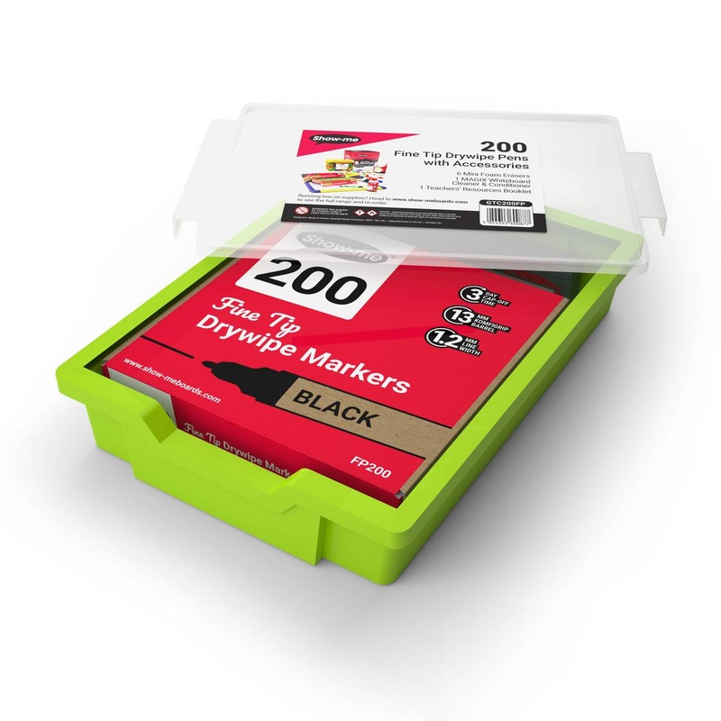 Drywipe Classtray  200 Fine Tip Pens, 6 Erasers and MAGIX