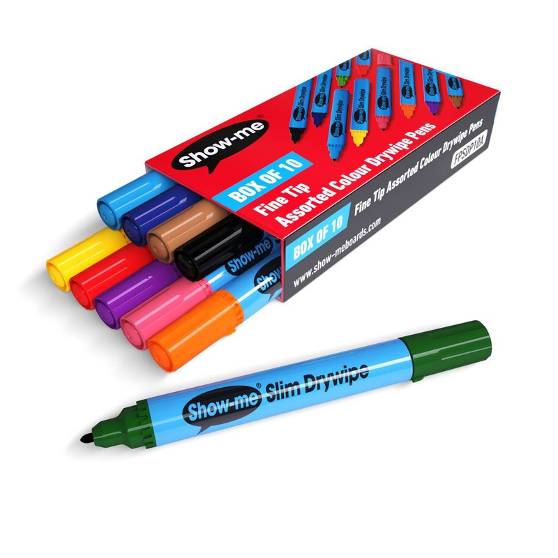 Drywipe Pen, Slim Barrel, Fine Tip  Assorted (10 colours)