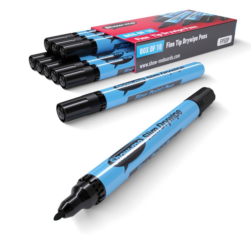 Drywipe Pen, Slim Barrel, Fine Tip  Black Pack of 10
