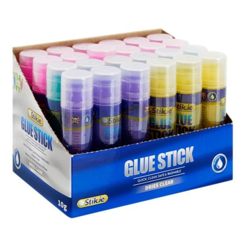 Stik.ie 10g Coloured Transparent Glue Stick  24 Pack