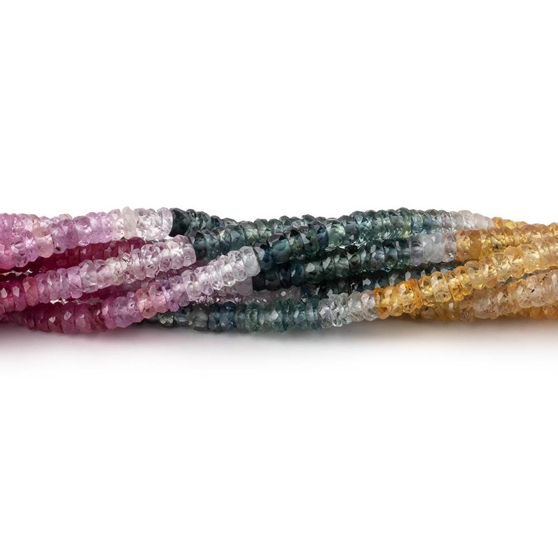 3mm Multi Color Sapphire & Ruby Faceted Heishi Beads 18 inch 245 pieces (ONLINE ORDER ONLY)