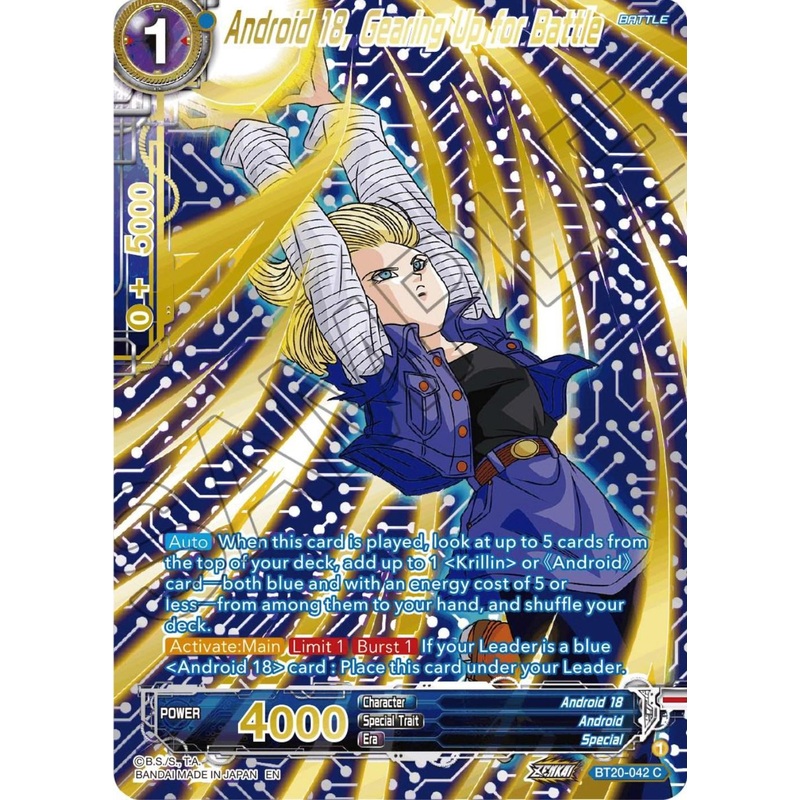 Android 18, Gearing Up for Battle (Gold-Stamped) (BT20-042) [Power Absorbed] (ONLINE ORDER ONLY)