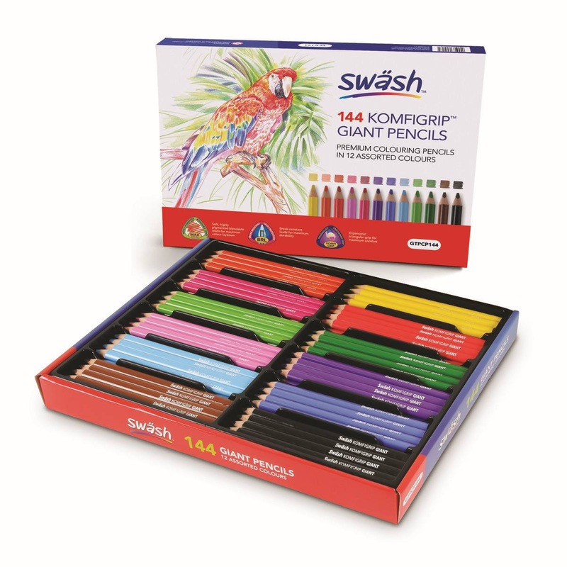 Colouring Pencils, KOMFIGRIP Giant  Assorted Pack of 144