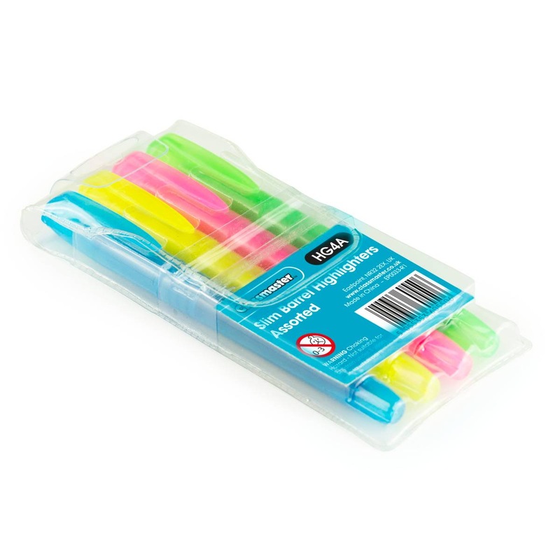 Highlighter, Slim Barrel  Assorted Pack of 4