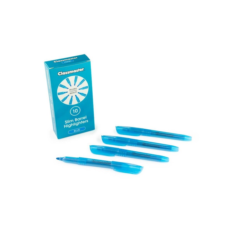 Highlighter, Slim Barrel  Blue Pack of 10