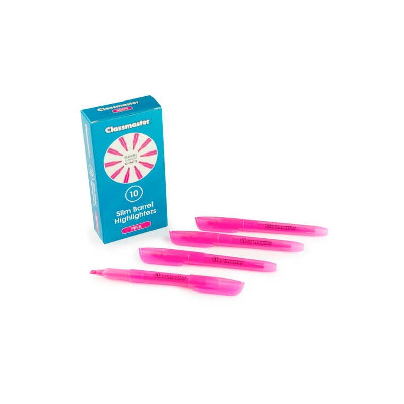 Highlighter, Slim Barrel  Pink Pack of 10