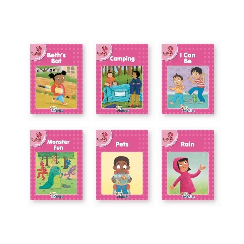 Jolly Phonics Decodable Readers Pink Level (General Fiction) Level 1 (Precursive letters)