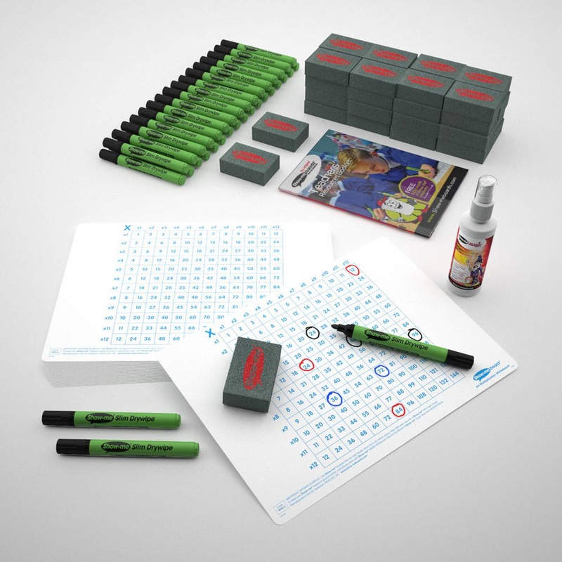 Multiplication Gridded Drywipe Boards, Pens and Erasers (10 of each)