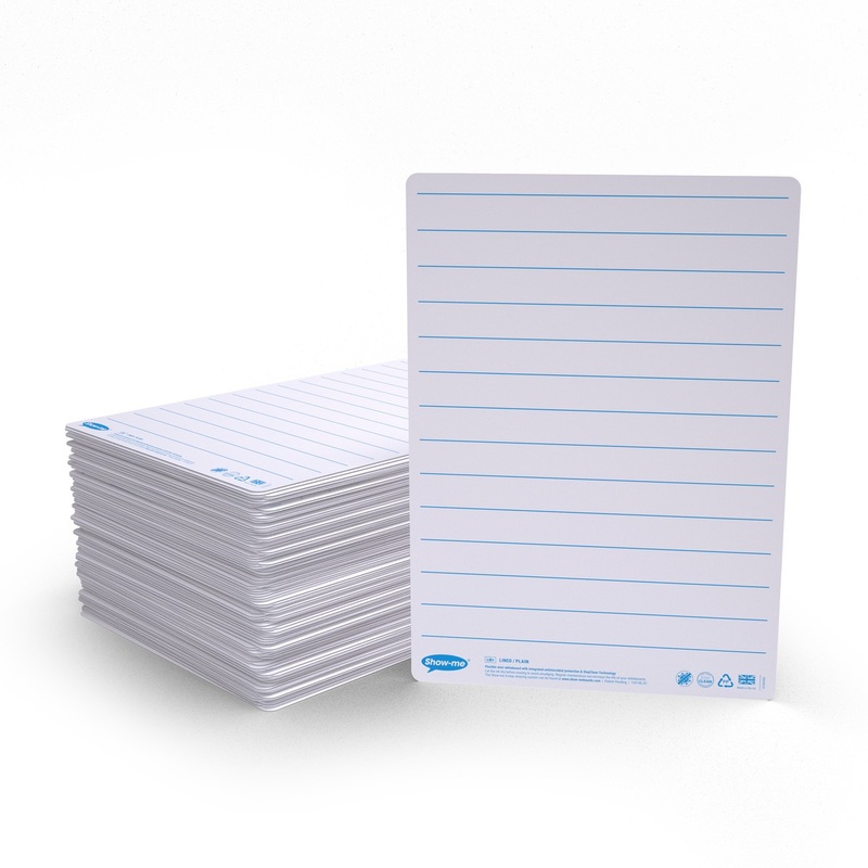 Show-me A4 Lined Drywipe Boards Bulk Box of 100