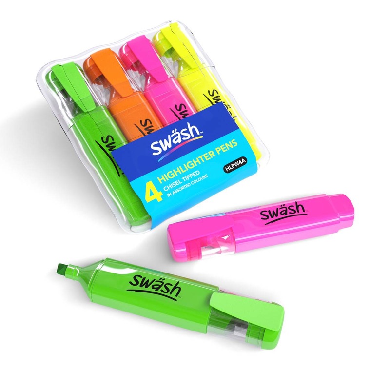 Swash Assorted Colour Premium Highlighters Wallet of 4