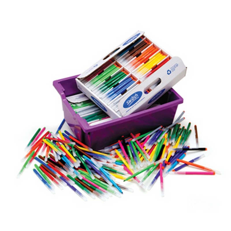 Colouring Pens, KOMFIGRIP, Double-Decker, in Gratnells Tray, 300 Fine Tip / 300 Broad Tip