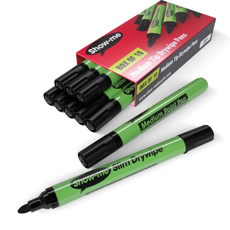 Drywipe Pen, Slim Barrel, Medium Tip  Black