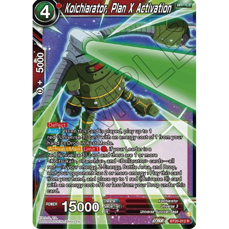 Koichiarator, Plan X Activation (BT20-012) [Power Absorbed] (ONLINE ORDER ONLY)