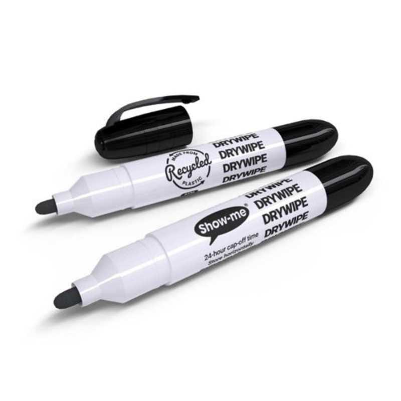 Show-Me Eco Teacher Drywipe Markers  Black Pack of 50