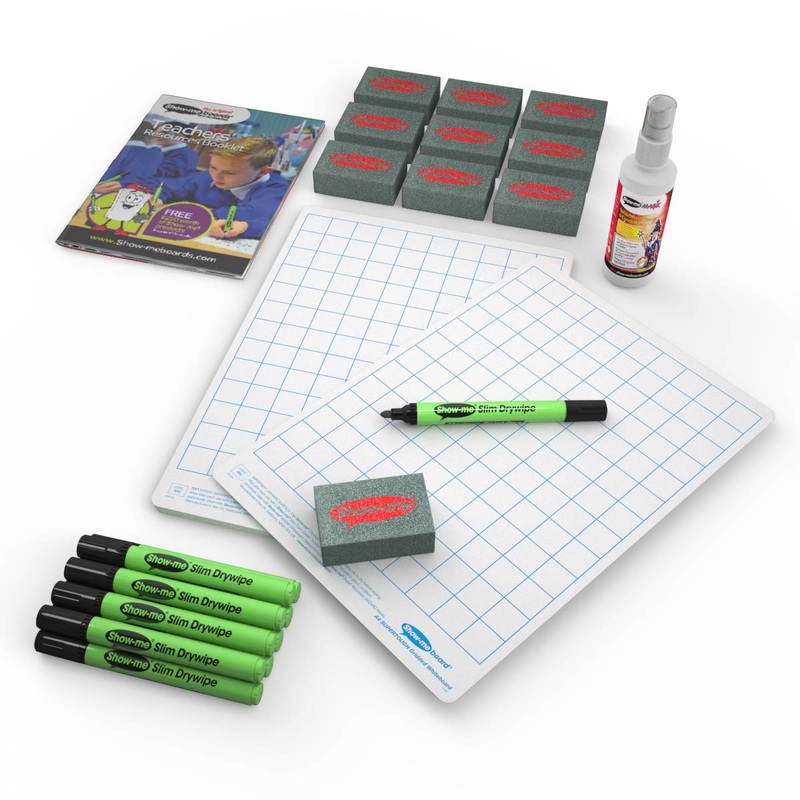 SUPERTOUGH Gridded Drywipe Boards, Pens and Erasers (10 of each)