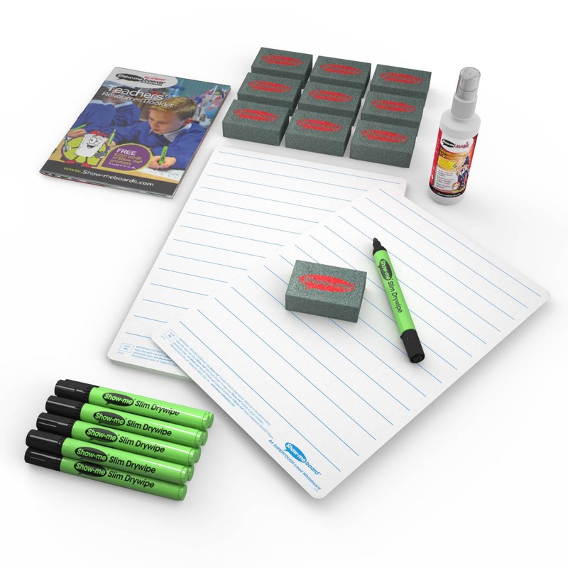 SUPERTOUGH Lined Drywipe Boards, Pens and Erasers (10 of each)