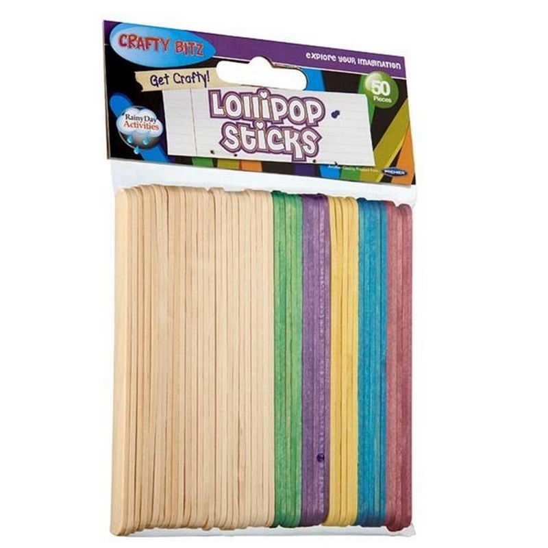 Lollipop Sticks Coloured Pack of 50