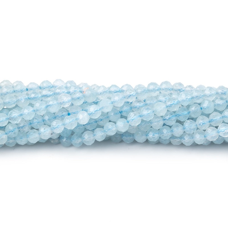 3mm Milky Aquamarine Micro Faceted Round Beads 12.5 inch 102 pieces (ONLINE ORDER ONLY)