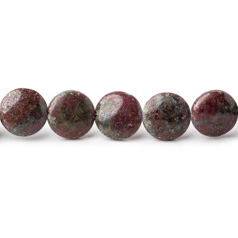 10mm Ruby in Kyanite plain coins 18 inch 47 beads (ONLINE ORDER ONLY)